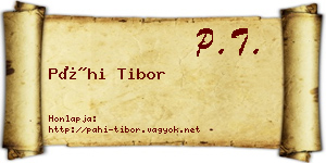 Páhi Tibor névjegykártya